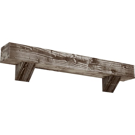 Sandblasted Faux Wood Fireplace ManteL W/Breckinridge Corbels, Vintage Mahogany, 4H  X 4D X 84W